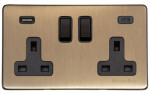 M Marcus Heritage Brass Vintage Range Double USB-A & USB-C Socket