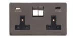 M Marcus Heritage Brass Studio Range Double USB-A & USB-C Socket with Black Trim