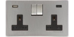 M Marcus Heritage Brass Studio Range Double USB-A & USB-C Socket with Black Trim