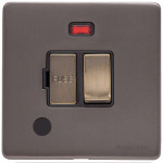 Heritage Brass Verona Range Switched Fused Spur Unit with Neon Indicator and Flex Outlet