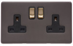 M Marcus Heritage Brass Verona Range Double Switched Socket