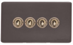 M Marcus Heritage Brass Verona Range 4 Gang 2 Way Toggle Switch