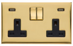 M Marcus Heritage Brass Winchester Range Double USB-A Socket with Black Trim