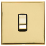 M Marcus Heritage Brass Winchester Range 1 Gang 2 Way Rocker Switch with Black Trim