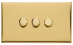 M Marcus Heritage Brass Winchester Range 3 Gang 2 Way Push On/Off Dimmer Switch (250 watts)