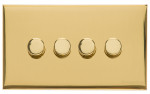 M Marcus Heritage Brass Winchester Range 4 Gang 2 Way Push On/Off Dimmer Switch (250 watts)