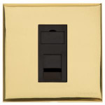 M Marcus Heritage Brass Winchester Range 1 Gang RJ11 Socket with Black Trim