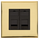 M Marcus Heritage Brass Winchester Range 2 Gang RJ45 Socket with Black Trim