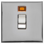 Heritage Brass Winchester Range 20 Amp Double Pole Switch with Neon Indicator and Black Trim