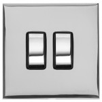 M Marcus Heritage Brass Winchester Range 2 Gang 2 Way Rocker Switch with Black Trim