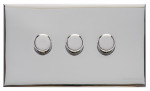 M Marcus Heritage Brass Winchester Range 3 Gang 2 Way Push On/Off Dimmer Switch (250 watts)