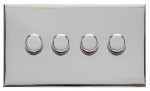 M Marcus Heritage Brass Winchester Range 4 Gang 2 Way Push On/Off Dimmer Switch (250 watts)