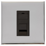 M Marcus Heritage Brass Winchester Range 1 Gang RJ11 Socket with Black Trim