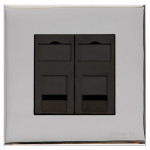 M Marcus Heritage Brass Winchester Range 2 Gang RJ45 Socket with Black Trim