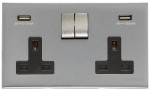 M Marcus Heritage Brass Winchester Range Double USB-A Socket with Black Trim