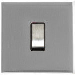 M Marcus Heritage Brass Winchester Range 1 Gang Intermediate Rocker Switch with Black Trim