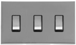 M Marcus Heritage Brass Winchester Range 3 Gang 2 Way Rocker Switch with Black Trim