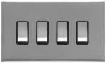 M Marcus Heritage Brass Winchester Range 4 Gang 2 Way Rocker Switch with Black Trim