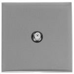 M Marcus Heritage Brass Winchester Range 1 Gang Satellite Socket with Black Trim