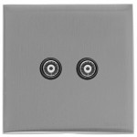 Heritage Brass Winchester Range 2 Gang Non-Isolated TV Coaxial Socket with Black Trim
