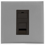 M Marcus Heritage Brass Winchester Range 1 Gang RJ11 Socket with Black Trim