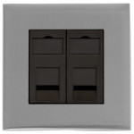 M Marcus Heritage Brass Winchester Range 2 Gang RJ45 Socket with Black Trim