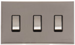 M Marcus Heritage Brass Winchester Range 3 Gang 2 Way Rocker Switch with Black Trim