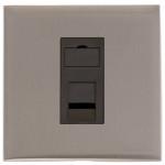 M Marcus Heritage Brass Winchester Range 1 Gang RJ11 Socket with Black Trim