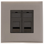 M Marcus Heritage Brass Winchester Range 2 Gang RJ45 Socket with Black Trim