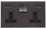 M Marcus Heritage Brass Winchester Range Double USB-A Socket with Black Trim