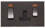 M Marcus Heritage Brass Winchester Range 45A Cooker Unit Switch/13A Socket with Black Trim