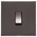 M Marcus Heritage Brass Winchester Range 1 Gang Intermediate Rocker Switch with Black Trim