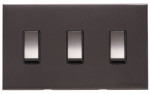 M Marcus Heritage Brass Winchester Range 3 Gang 2 Way Rocker Switch with Black Trim