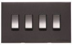 M Marcus Heritage Brass Winchester Range 4 Gang 2 Way Rocker Switch with Black Trim