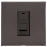 M Marcus Heritage Brass Winchester Range 1 Gang RJ11 Socket with Black Trim