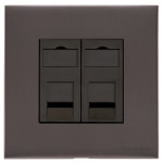 M Marcus Heritage Brass Winchester Range 2 Gang RJ45 Socket with Black Trim