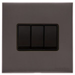 M Marcus Heritage Brass Windsor Range 3 Gang 2 Way Rocker Switch