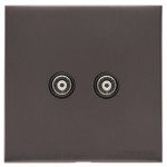 M Marcus Heritage Brass Windsor Range 2 Gang TV Coaxial Socket