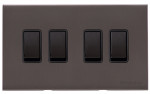 M Marcus Heritage Brass Windsor Range 4 Gang 2 Way Rocker Switch