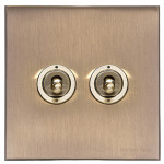 M Marcus Heritage Brass 2 Gang 2 Way Toggle Switch
