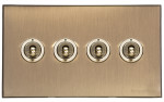 Heritage Brass 4 Gang 2 Way Toggle Switch