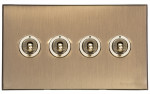 M Marcus Heritage Brass 4 Gang 2 Way Toggle Switch