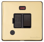 M Marcus Heritage Brass Vintage Range Switched Fused Spur Unit with Neon Indicator and Flex Outlet