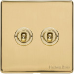 M Marcus Heritage Brass Vintage Range 2 Gang 2 Way Toggle Switch