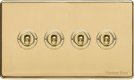 M Marcus Heritage Brass Vintage Range 4 Gang 2 Way Toggle Switch