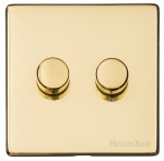 M Marcus Heritage Brass Vintage Range 2 Gang 2 Way Push On/Off Dimmer Switch (400 watts)