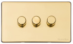 M Marcus Heritage Brass Vintage Range 3 Gang 2 Way Push On/Off Dimmer Switch (250 watts)
