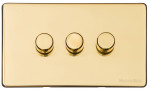 M Marcus Heritage Brass Vintage Range 3 Gang 2 Way Push On/Off Dimmer Switch (400 watts)