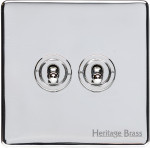 M Marcus Heritage Brass Vintage Range 2 Gang 2 Way Toggle Switch