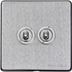 M Marcus Heritage Brass Vintage Range 2 Gang 2 Way Toggle Switch